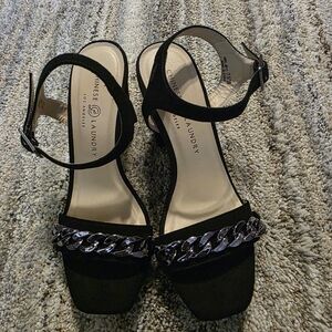 Chinese Laundry Black Heels with Chain Detail